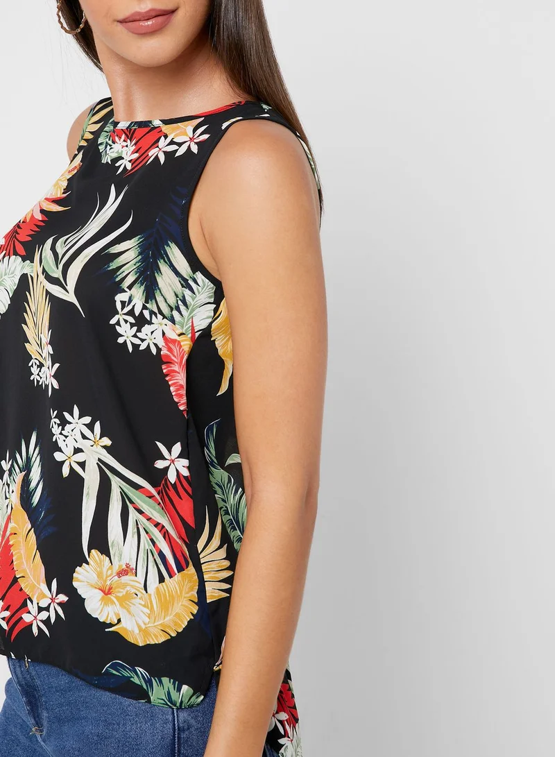 DOROTHY PERKINS Cut Out Back Leaf Print Top