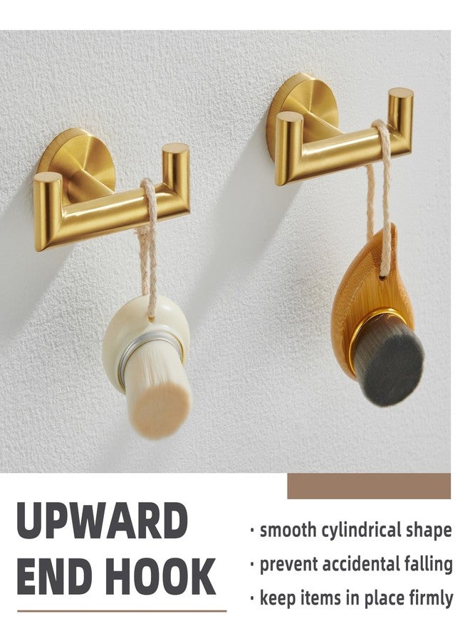 APLusee Brushed Gold Double Towel Hook 2 Pack, 304 Stainless Steel Clothes Hook, Wall Mounted - Image 3