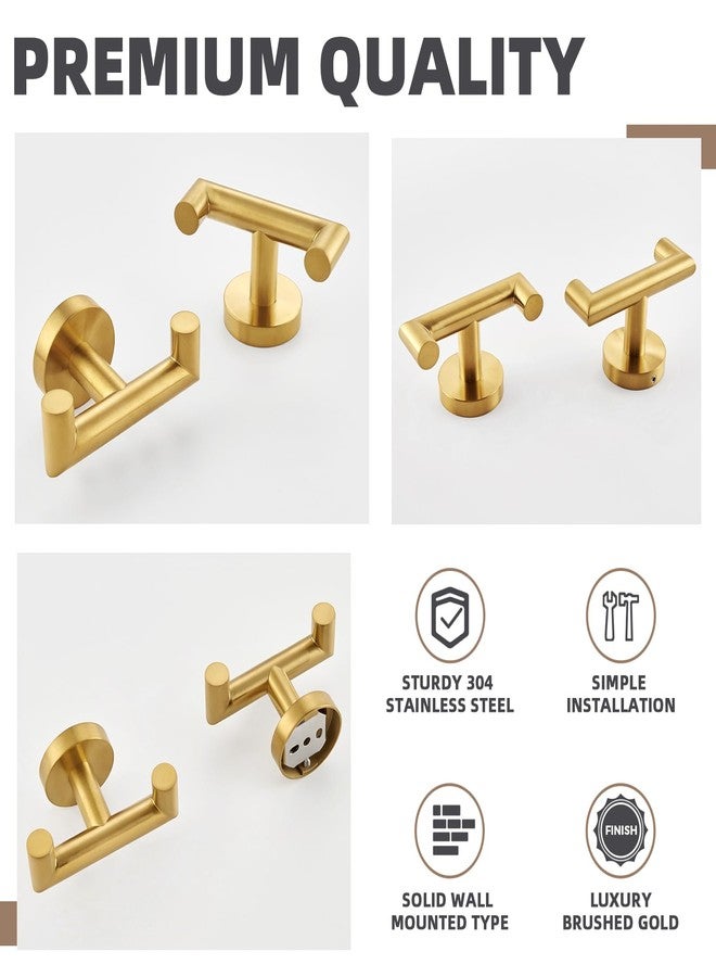APLusee Brushed Gold Double Towel Hook 2 Pack, 304 Stainless Steel Clothes Hook, Wall Mounted - Image 5