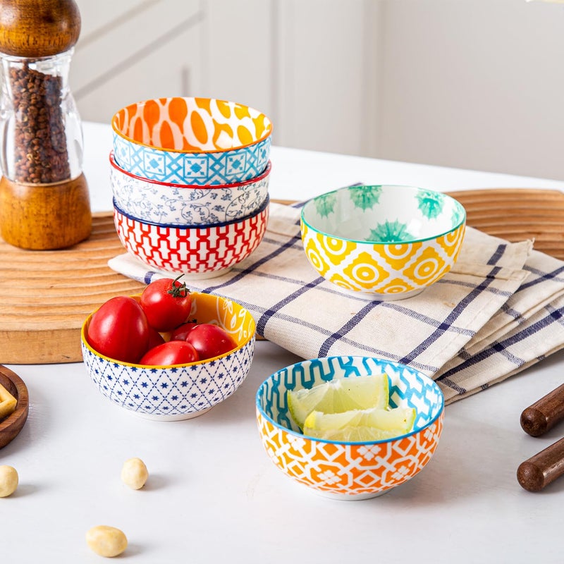 Cerkik Ceramic Dipping Bowls Set - Mini 4 Oz Dessert Bowls - Small 3.5 Inch Porcelain Bowls for Side Dishes, Snack, Yogurt, Appetizer - Microwave Dishwasher Safe - Set of 6 - Assorted Colors - Image 5