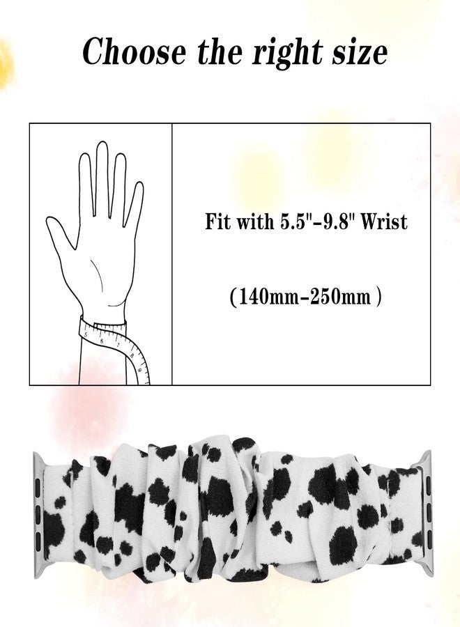 MONOBLANKS Scrunchie Elastic Watch Band Compatible with Apple Watch Band 38mm/40mm/41mm 42mm/44mm/45mm,Thick Elastic Band Replacement for iWatch Series 9/8/7/SE/6/5/4/3/2/1 (Cow, 38mm/40mm/41mm) - Image 2