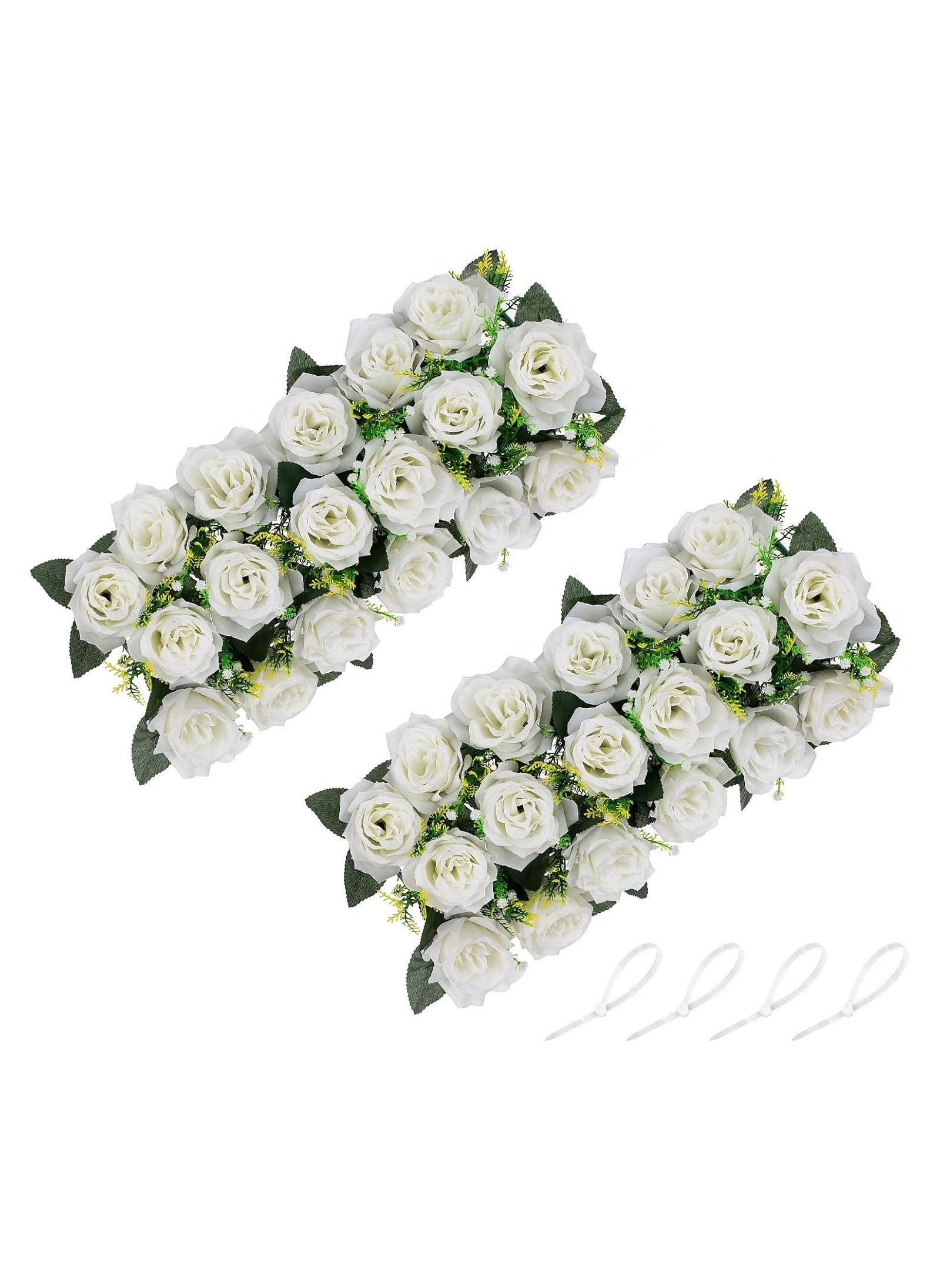 Yatai Artificial Flower Centerpieces for Tables - 12 Pcs White Flowers 19.8in Long Fake Roses Arrangements - Silk Floral Arrangement for Wedding Party Dining Table Centerpiece Decorations 