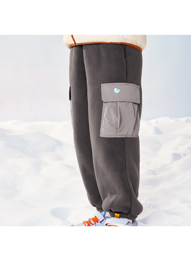 Minibala Boys Kids Pants  Winter Fleece-lined Anti-static Cargo Trousers - Image 3
