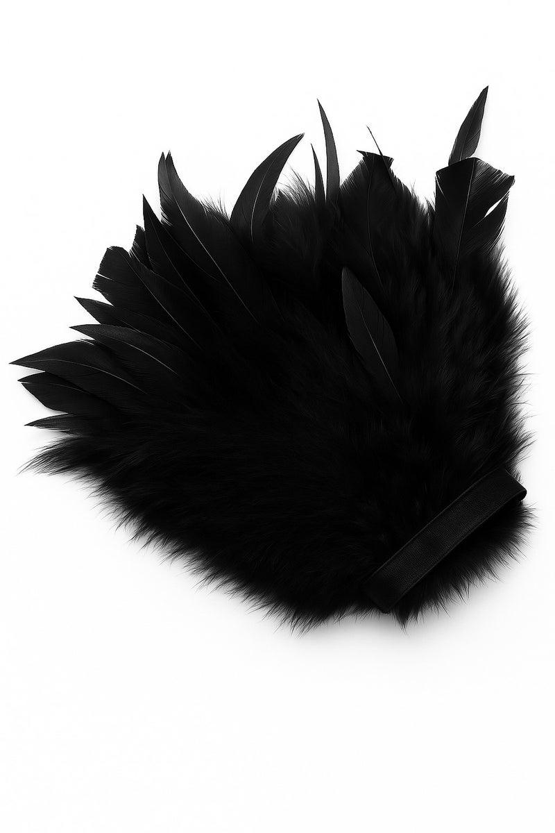 Black Permium Feather Trim Fringe – 2 Meters | 15cm Tall -Style Feather Ribbon for Sewing, DIY Crafts, Costumes, Dresses & Decor - Image 1