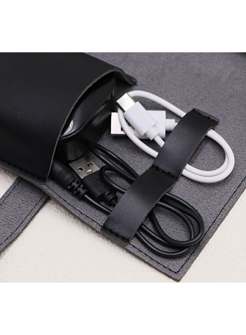 حقيبة تنظيم سماعات USB قابلة للقلب من جلد PU صلب لتخزين كابلات البيانات سعة كبيرة لمستلزمات السفر - Image 2