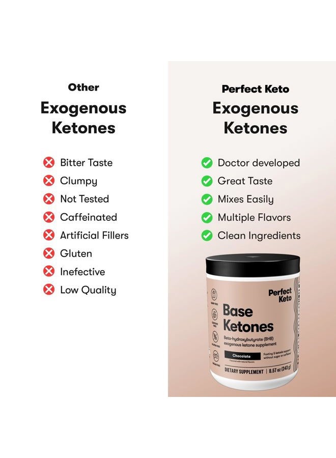 Perfect Keto مسحوق الكيتونات الخارجية، مكمل أملاح بيتا-هيدروكسيبوتيرات BHB، أفضل وقود لزيادة الطاقة، الأداء العقلي، يخلط في المشروبات، الحليب، عصائر السموذي للكيتوز - شوكولاتة، 8.57 أونصة (243 جرام) - Image 3