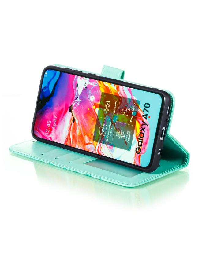 اس-توب جراب لهاتف Galaxy A70s، جراب جلدي أفقي قابل للطي بنقش ماندالا مع حامل وفتحات للبطاقات ومحفظة وإطار صورة وحبل تعليق - Image 5