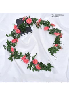Generic 10Pcs Artificial flower rose vine wall decoration flower vine Red  - Image 1