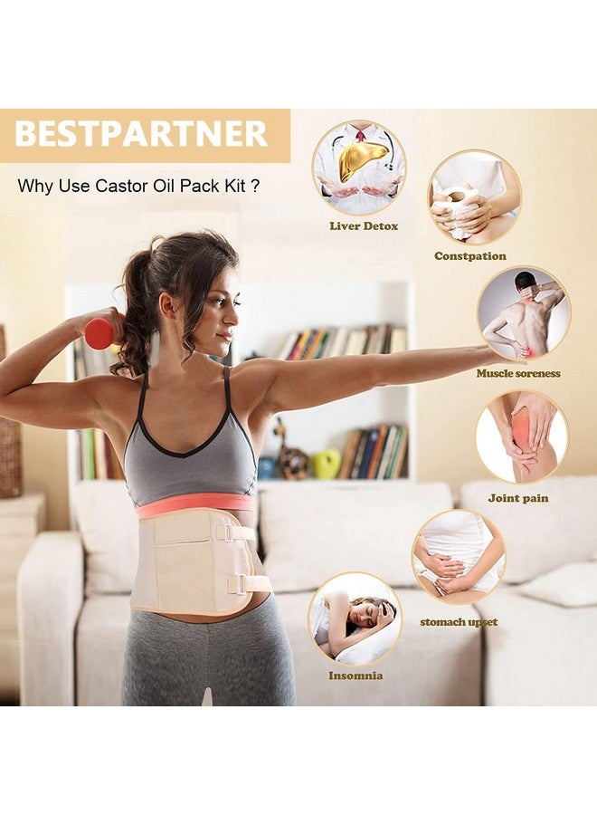 HANNEA® Castor Oil Pack, Oil Pack Wrap for Liver Detox, Reusable & Highly Absorbent Caster Oil Packs Cotton Flannel with Elastic Strap, Khaki - Image 4