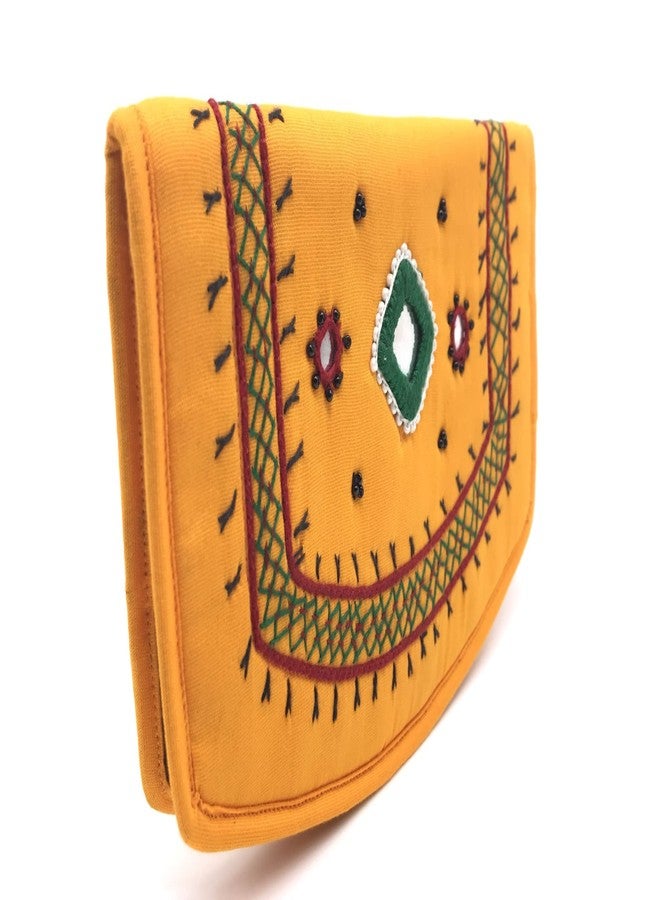 SriAoG Handmade Small Women's Purse Wallet Female Hand Clutch Ladies/Girls Wallets Card Holder 2 Pocket (Yellow Pocket Pouch) - Image 3