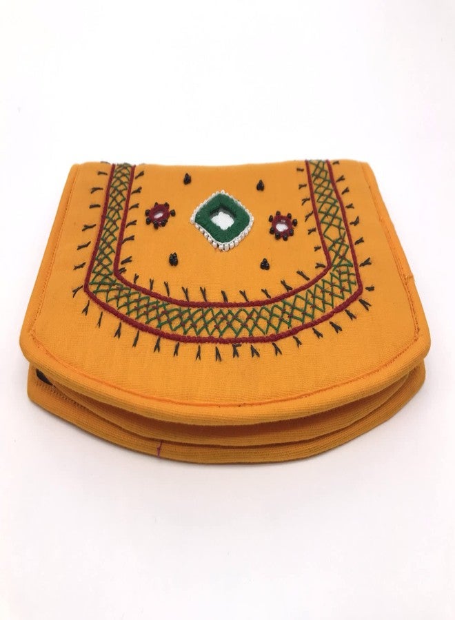 SriAoG Handmade Small Women's Purse Wallet Female Hand Clutch Ladies/Girls Wallets Card Holder 2 Pocket (Yellow Pocket Pouch) - Image 5