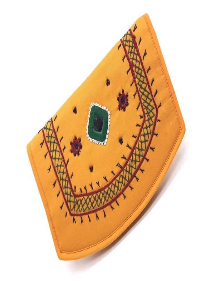 SriAoG Handmade Small Women's Purse Wallet Female Hand Clutch Ladies/Girls Wallets Card Holder 2 Pocket (Yellow Pocket Pouch) - Image 4