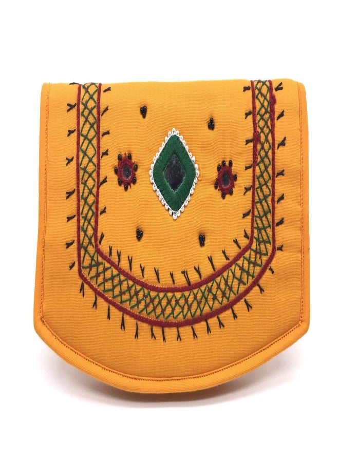 SriAoG Handmade Small Women's Purse Wallet Female Hand Clutch Ladies/Girls Wallets Card Holder 2 Pocket (Yellow Pocket Pouch) - Image 1