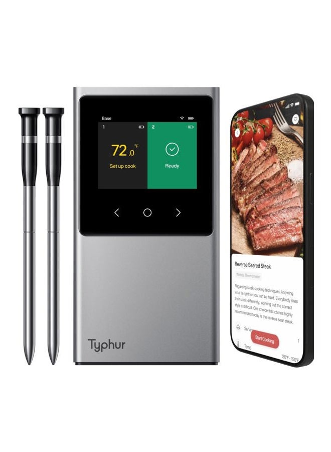 Typhur Sync WiFi Wireless Meat Thermometer Digital, 2 Probes, Smart Base, LCD Display, Unlimited Range, Bluetooth 5.4, Improved Stability, NIST-Certified Accuracy, BBQ, Grill, Smoker, Oven, Kitchen - Image 1