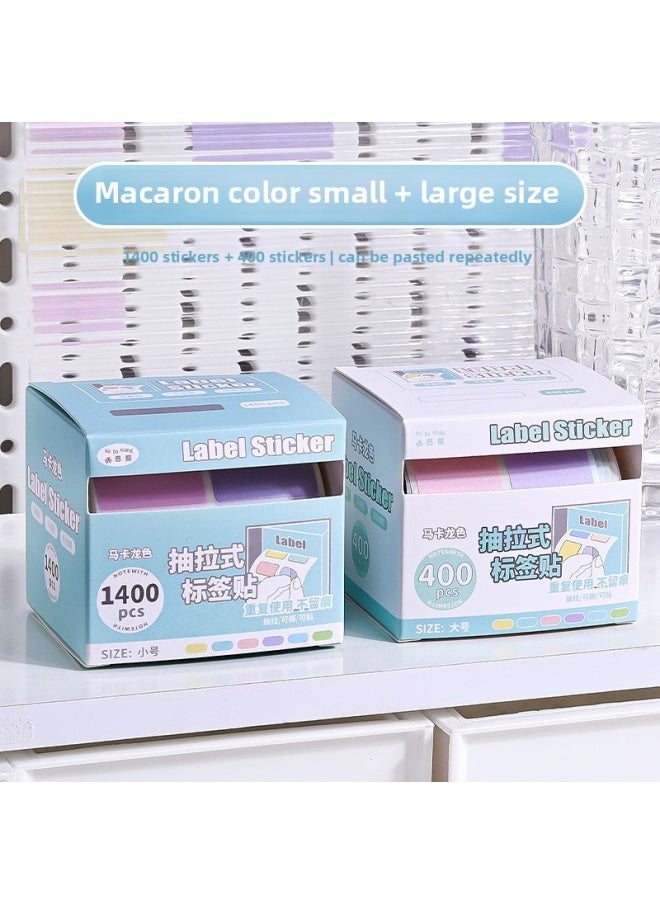 Preferential Convenience High Name Sticker Sticker Sticker Student Pull Value Mark Yan Chronicle Memo Sticker Special Sticker Label-Color:[macaron Color Small Size + Large Size] 2 Boxes With 1800 Stickers In Total  - Image 1