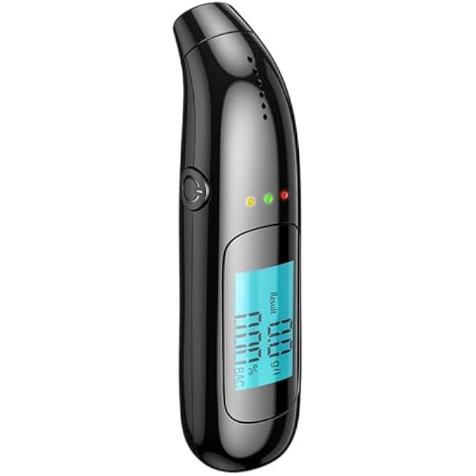 rayihni Alcohol Tester, Police Accurate, Rechargeable LCD Display, Alkomat, Portable Breath Alcohol Tester, Alcohol Meter for Personal and Professional (No Blow Tube Required) - Image 1