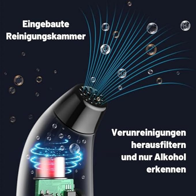 rayihni Alcohol Tester, Police Accurate, Rechargeable LCD Display, Alkomat, Portable Breath Alcohol Tester, Alcohol Meter for Personal and Professional (No Blow Tube Required) - Image 3