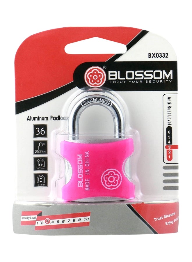 بلوسوم قفل من خليط الألومنيوم مع 3 مفاتيح وردي / فضي 36x5.3مم - Image 2