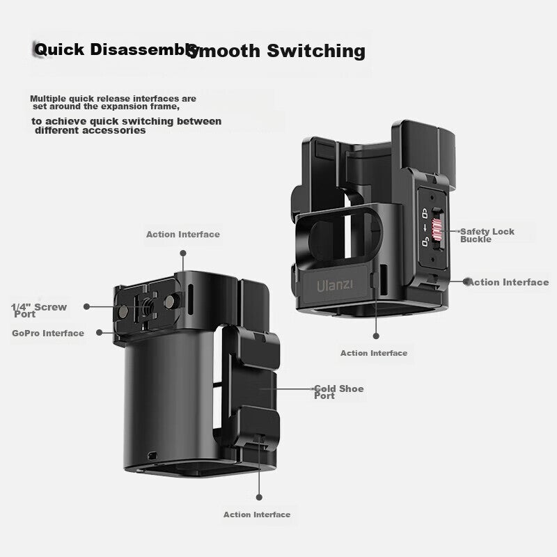 JD Jing Zao Ulanzi PK-06 Pocket4/3 Multifunctional Expansion Frame Adapter, Waterproof Light Kit, Aluminum Alloy Frame Protection Expansion Frame with Cold Shoe Mount, Portable Accessories - Image 5