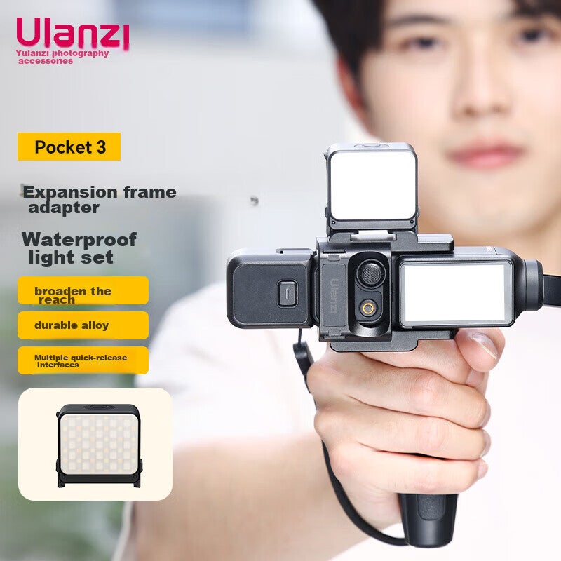 JD Jing Zao Ulanzi PK-06 Pocket4/3 Multifunctional Expansion Frame Adapter, Waterproof Light Kit, Aluminum Alloy Frame Protection Expansion Frame with Cold Shoe Mount, Portable Accessories - Image 1