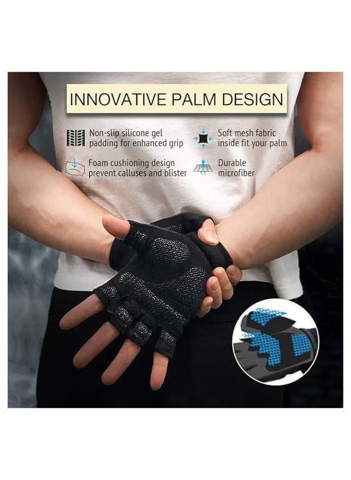 قفازات تمرين للرجال والنساء، قفازات تمرين لرفع الأثقال، وركوب الدراجات، وصالة الألعاب الرياضية، والتدريب، قابلة للتهوية ومريحة (أسود) - Image 5