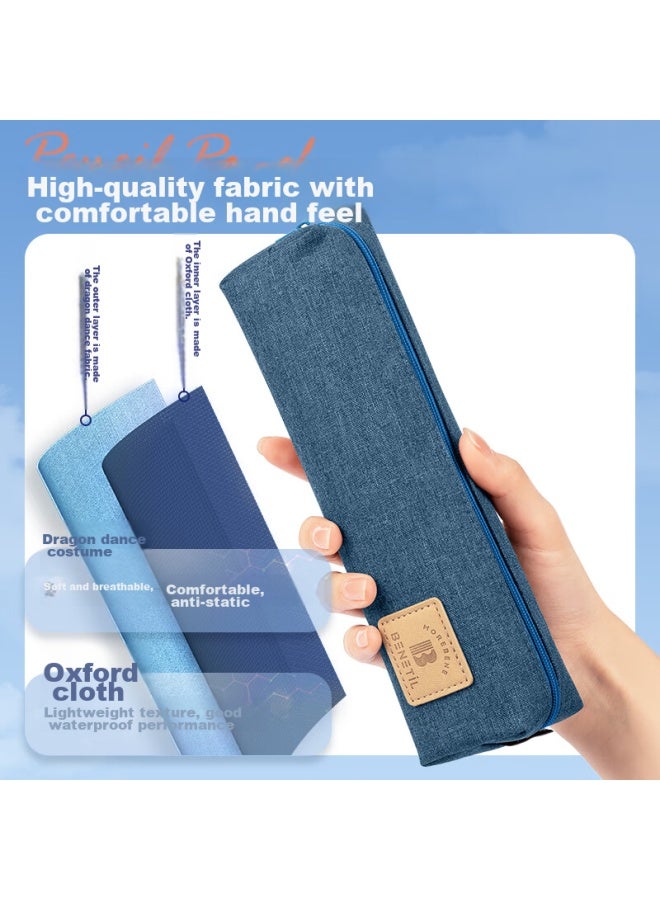 Deli Pencil Case For Elementary School Students, Large Capacity Simple Small Square Bag, Multifunctional Student Stationery Box/pencil Case, Stationery Storage Box, Blue - Image 1