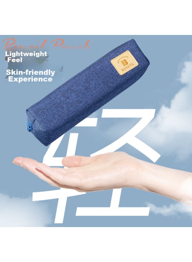 Deli Pencil Case For Elementary School Students, Large Capacity Simple Small Square Bag, Multifunctional Student Stationery Box/pencil Case, Stationery Storage Box, Blue - Image 3