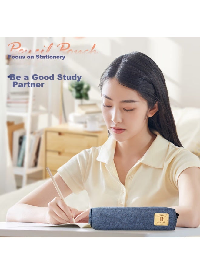 Deli Pencil Case For Elementary School Students, Large Capacity Simple Small Square Bag, Multifunctional Student Stationery Box/pencil Case, Stationery Storage Box, Blue - Image 2