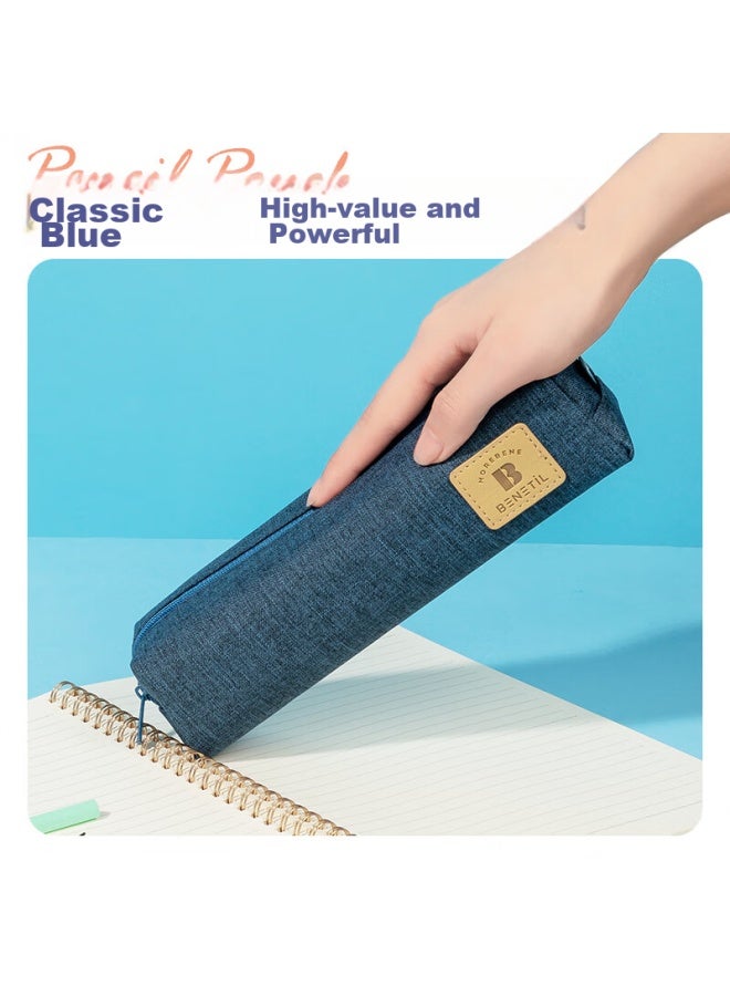 Deli Pencil Case For Elementary School Students, Large Capacity Simple Small Square Bag, Multifunctional Student Stationery Box/pencil Case, Stationery Storage Box, Blue - Image 4