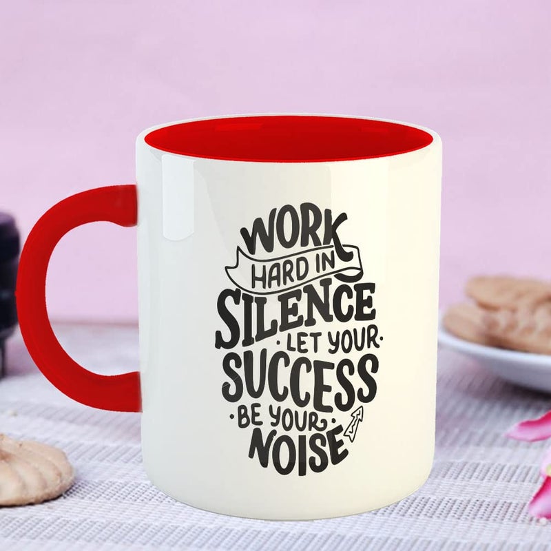 YaaNaa Coffee Mug Motivation Inspirational Quotes Work Hard in Silence Let You Success Gift for Friends Relatives Coworkers Colleagues R306RD - Image 2