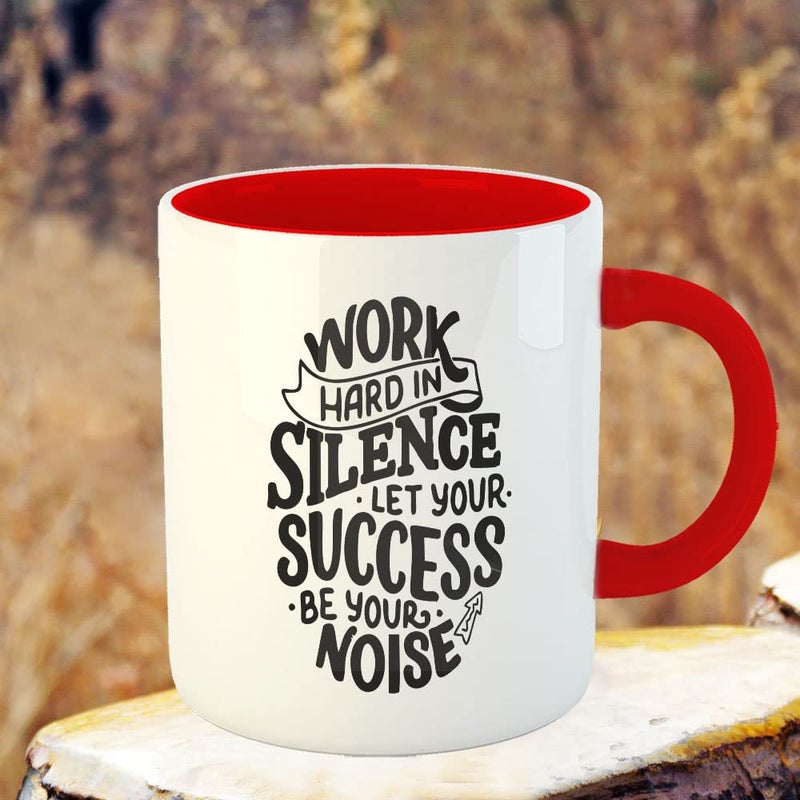 YaaNaa Coffee Mug Motivation Inspirational Quotes Work Hard in Silence Let You Success Gift for Friends Relatives Coworkers Colleagues R306RD - Image 3