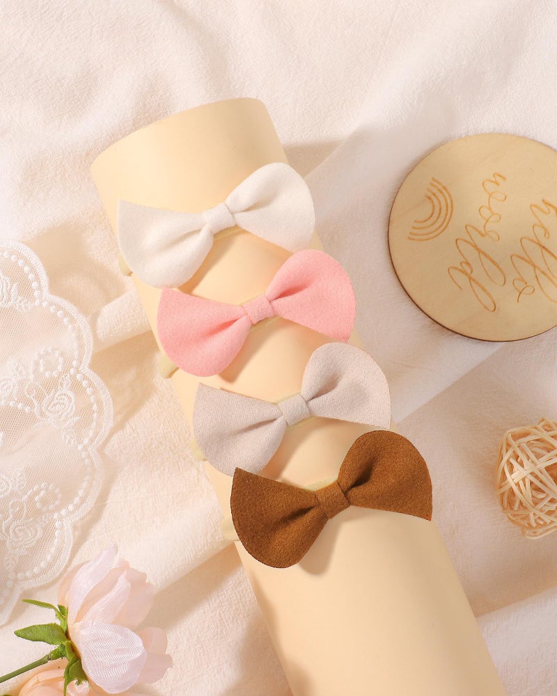 doboi 16PCS Baby Girl Headbands with Bows Baby Hair Bows Nylon Hairbands Handmade Woolen Fabric Hair Accessories for Newborn Infant Toddlers Little Girls and Kids - Image 5