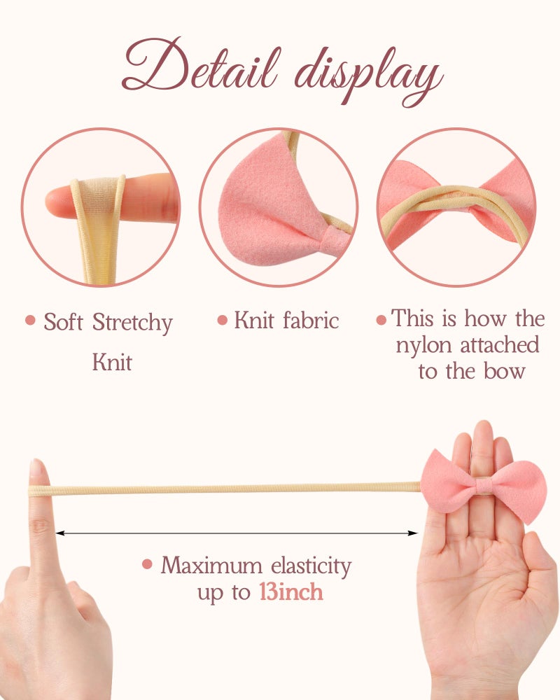 doboi 16PCS Baby Girl Headbands with Bows Baby Hair Bows Nylon Hairbands Handmade Woolen Fabric Hair Accessories for Newborn Infant Toddlers Little Girls and Kids - Image 2