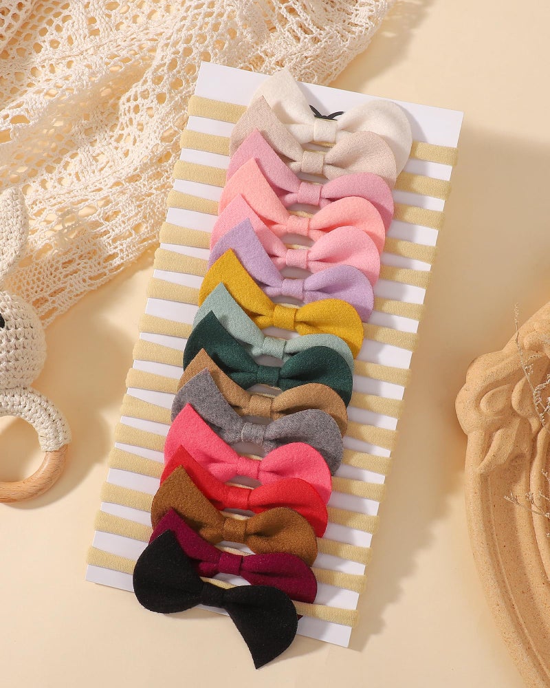 doboi 16PCS Baby Girl Headbands with Bows Baby Hair Bows Nylon Hairbands Handmade Woolen Fabric Hair Accessories for Newborn Infant Toddlers Little Girls and Kids - Image 4