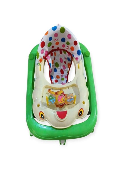 Winnie Baby Walker for Kids, Foldable Round Kids Walker with 3 Position Adjustable Height & Musical Toy Bar, Activity Walker for Toddlers, Walker for Baby Boy Girl - Green