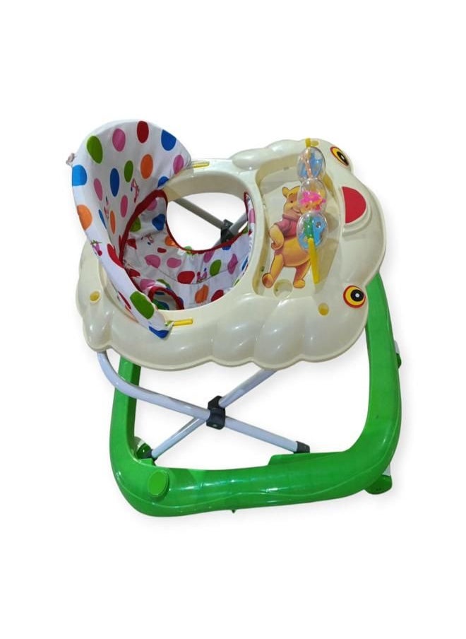 Generic - Winnie Baby Walker for Kids, Foldable Round Kids Walker with 3 Position Adjustable Height & Musical Toy Bar, Activity Walker for Toddlers, Walker for Baby Boy Girl - Green - Image 1