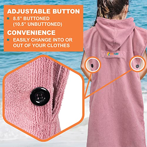 Suncube SUN CUBE Kids Changing Robe Surf Poncho, Kids Beach Towels, Hooded Towel for Teens Bath Pool, Microfiber Quick Dry Wearable Towel Poncho with Hood, Swim Towel for Girls 8-12 Years, Pink - Image 5