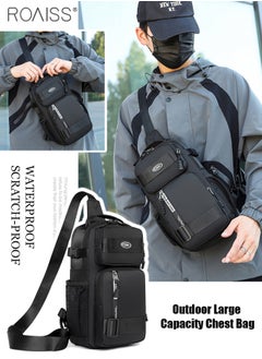 roaiss Large Capacity Waterproof Chest Bag Men'S Outdoor Travel Sports Shoulder Bag Adjustable Shoulder Strap Multifunctional Chest Bag  - Image 2
