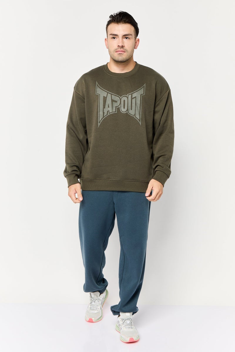 TapouT Men Sportswear Fit Long Sleeve Outdoor Sweatshirt, Dark Olive  - Image 2