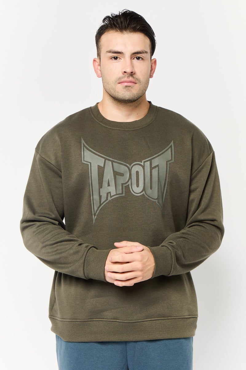 TapouT Men Sportswear Fit Long Sleeve Outdoor Sweatshirt, Dark Olive  - Image 1