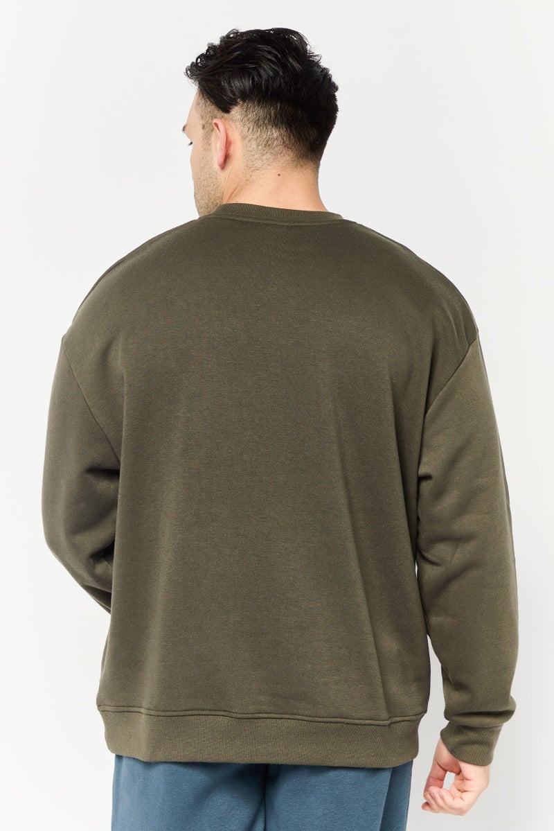 TapouT Men Sportswear Fit Long Sleeve Outdoor Sweatshirt, Dark Olive  - Image 4