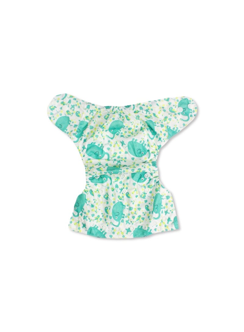 Cotton Baby Diaper – White with Elephants Print - Image 2
