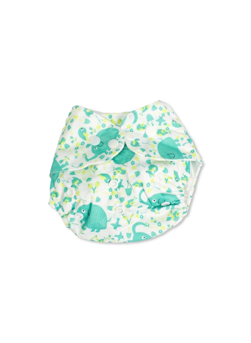 Cotton Baby Diaper – White with Elephants Print - Image 1