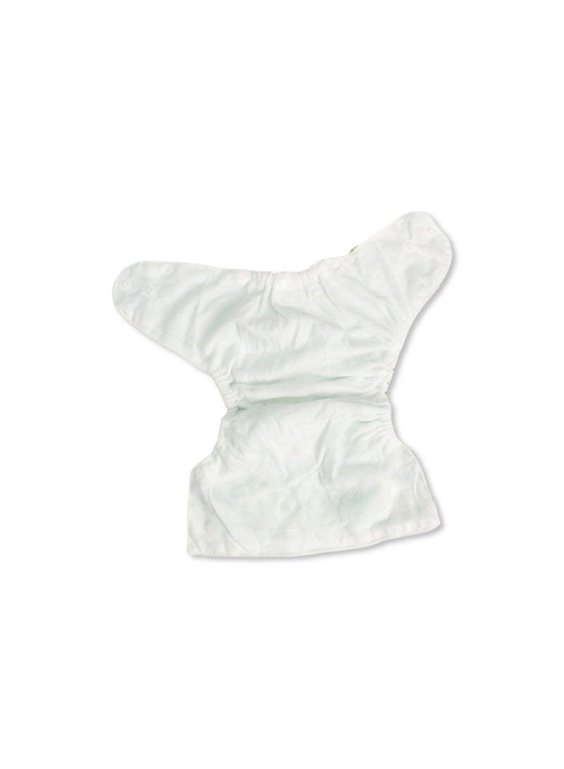 Cotton Baby Diaper – White with Elephants Print - Image 3