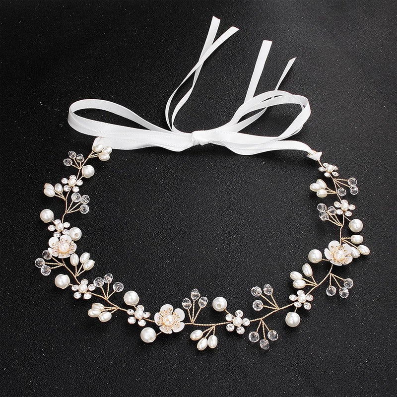 klarako Exquisite Rhinestone Headband with Flower and Leaf Pendant, Bridal Hair Accessory, Easy to Wear, Wedding Headband for Weddings, Parties, and Anniversaries - Image 3