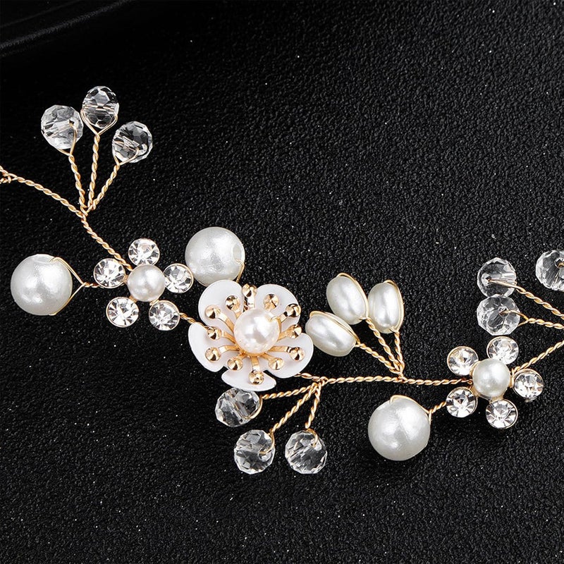 klarako Exquisite Rhinestone Headband with Flower and Leaf Pendant, Bridal Hair Accessory, Easy to Wear, Wedding Headband for Weddings, Parties, and Anniversaries - Image 4
