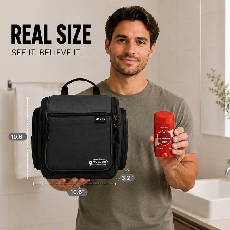AvaJex Premium Hanging Travel Toiletry Wash Bag for Men and Women - Large Toiletry Organizer - Waterproof Hygiene Bag with Metal Swivel Hook, YKK Zippers and 19 Compartments for Toiletries, Makeup, Cosmetics - Image 5