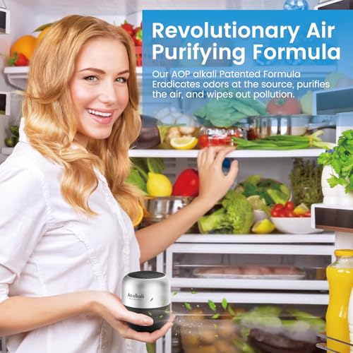 An alkali Fridge Deodorizer – 4 Pack Refrigerator Odor Eliminator, Lasts 10 Years, Chemical-Free Fresh Odor Eliminator Kit, More Effective Than Baking Soda, for Kitchen Appliances, Closet, Car, Pet Areas-Black - Image 3