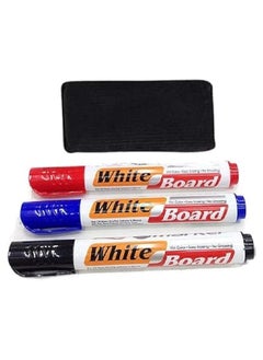 Generic A set of whiteboard pens, eraser, eraser, and eraser (blue, black, red) - three for a multi-color value set 