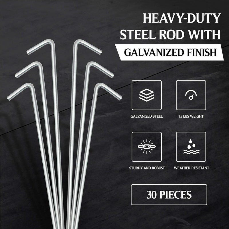 Ram-Pro Tent Stakes For Outdoor Camping Heavy Duty Metal, Galvanized Rust-Free Yard Stakes, 10 Garden Edging Fence Hook | Garden Stakes For Gardening & Canopies, Tent Pegs - By Ram-Pro - Image 5